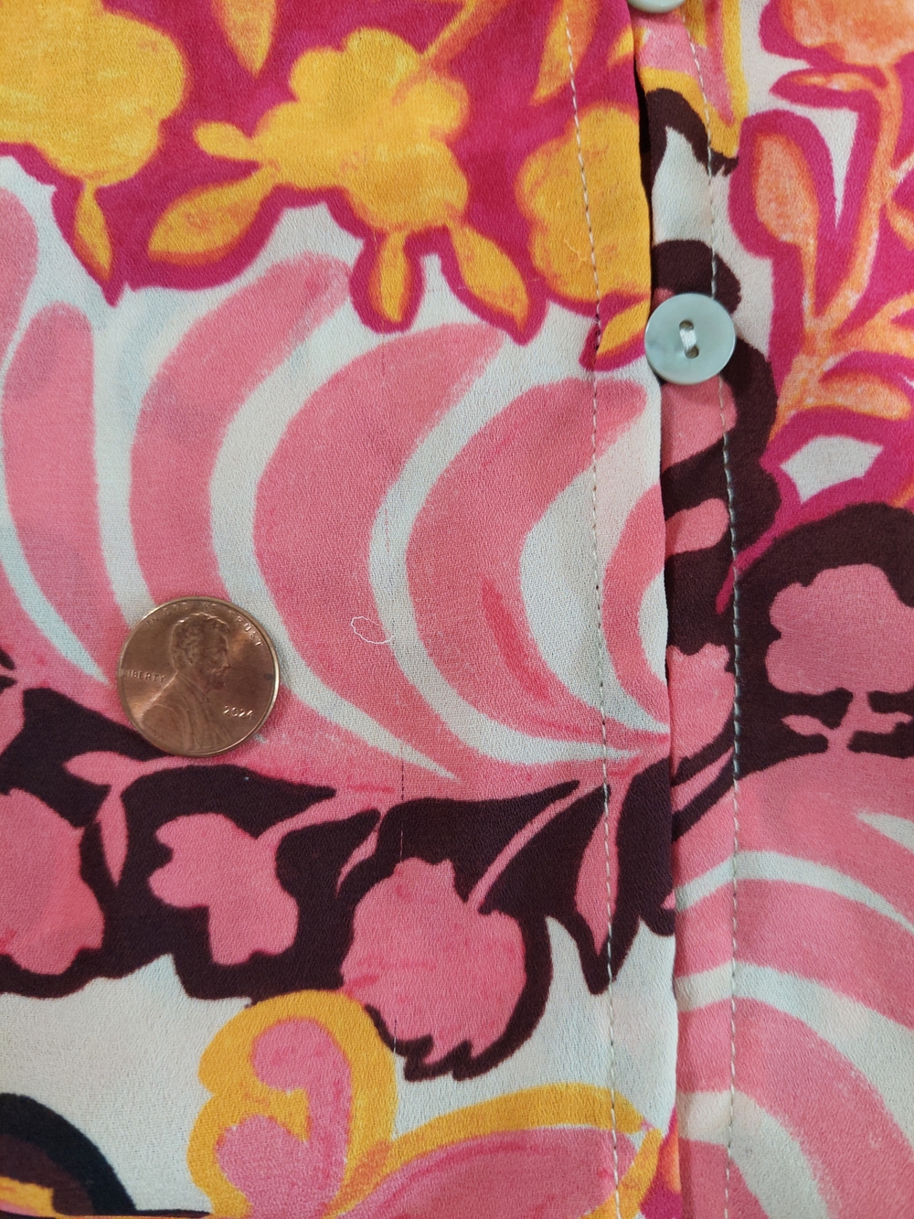Alex & Lili Paisley Floral Button Down Shirt XL Pink Orange Long Sleeve festival - Picture 8 of 9
